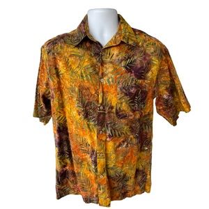 Hawaiian mens palm leaves beach vibe vacation shirt size medium